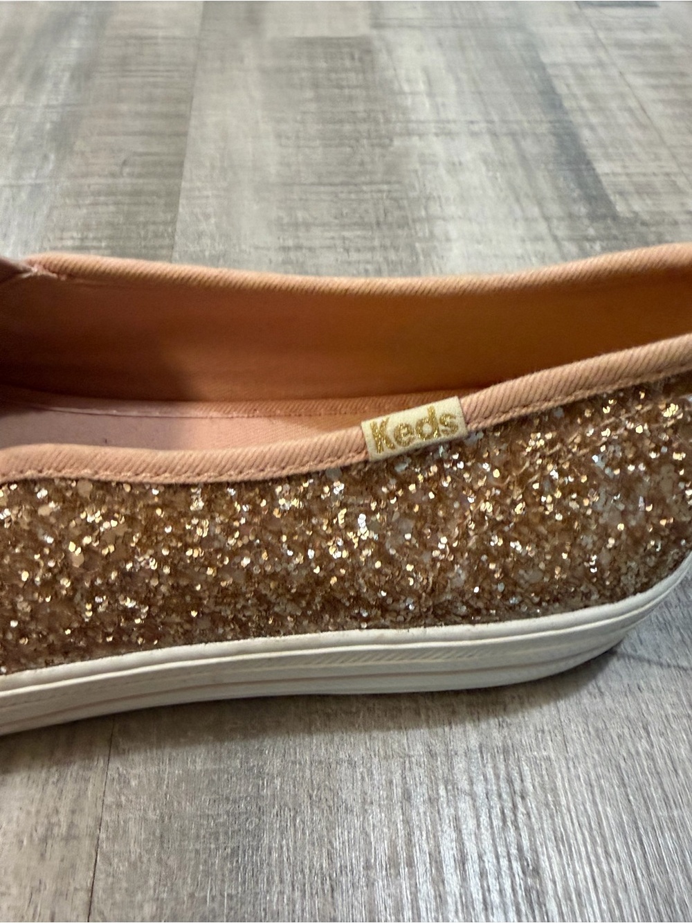 Keds x Kate Spade New York Women’s Size 9 Gold Glitter Triple Decker Slip-On - Picture 4 of 7